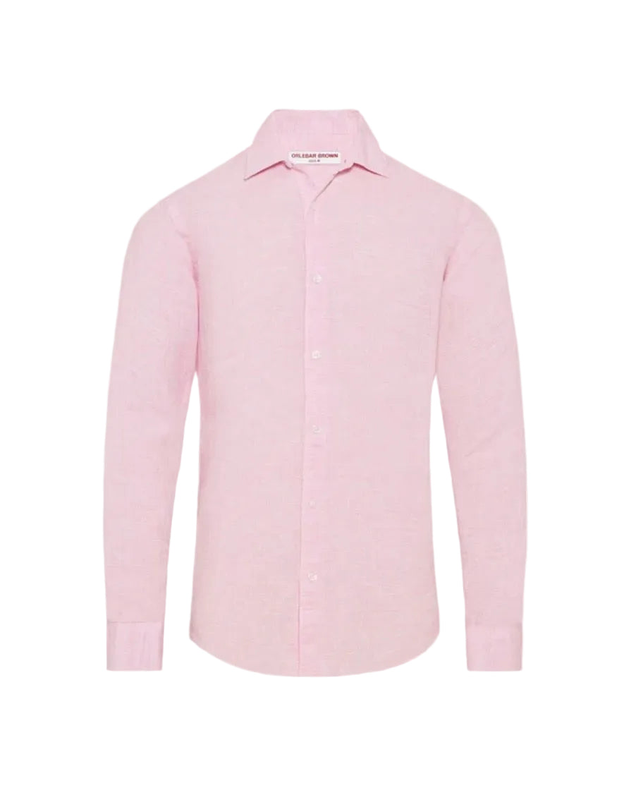 Giles Linen Shirt (Pale Pink And White)