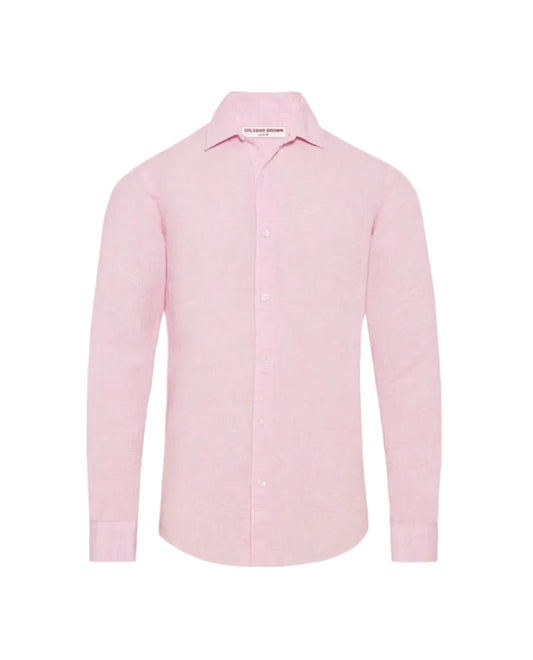 Giles Linen Shirt (Pale Pink And White)