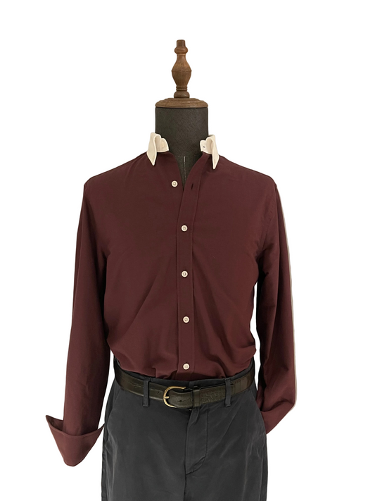 Classic Contrast Collar Oxford Shirt (Burgundy)