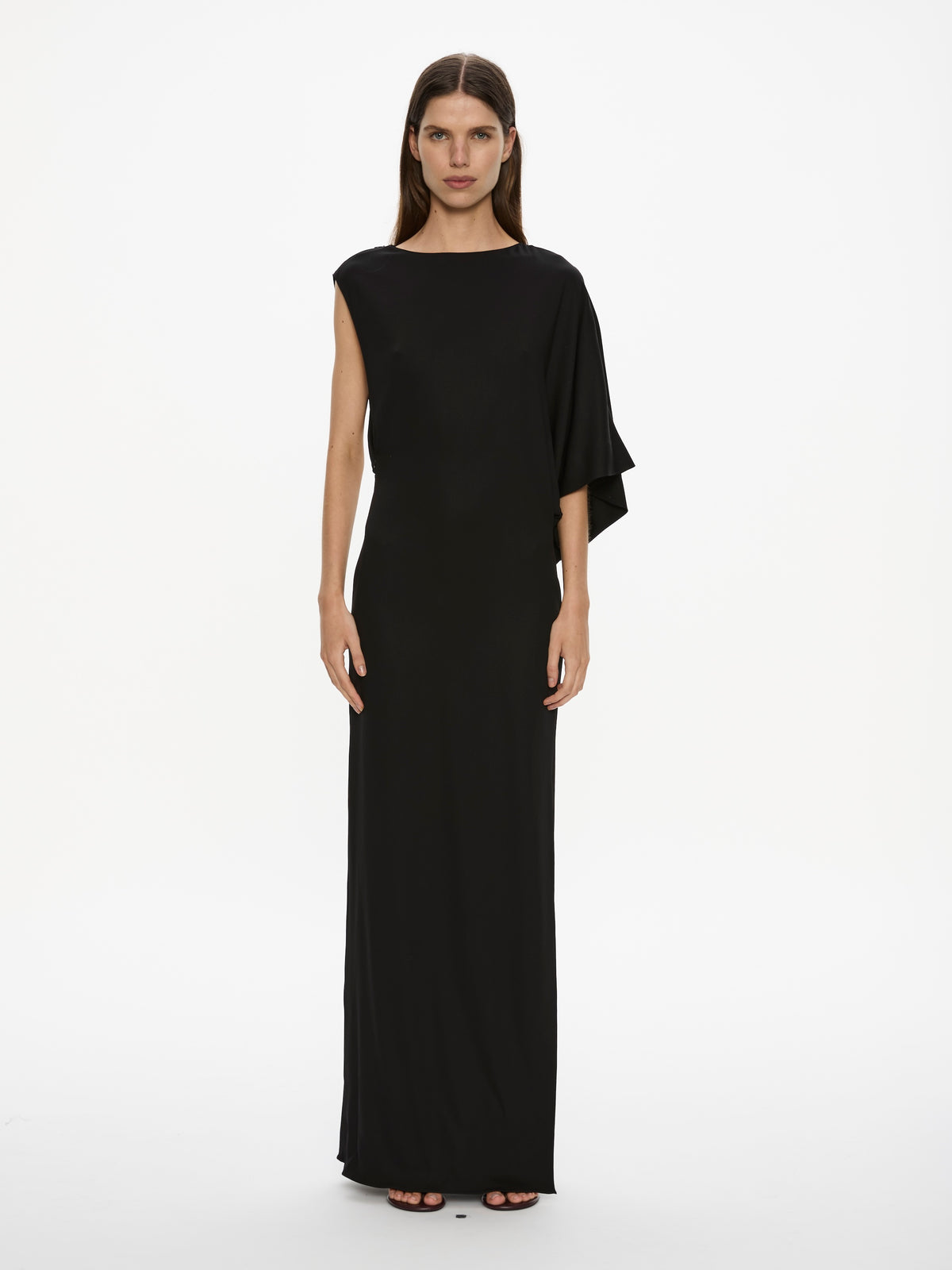 Draped Sleeve Cutaway Gown