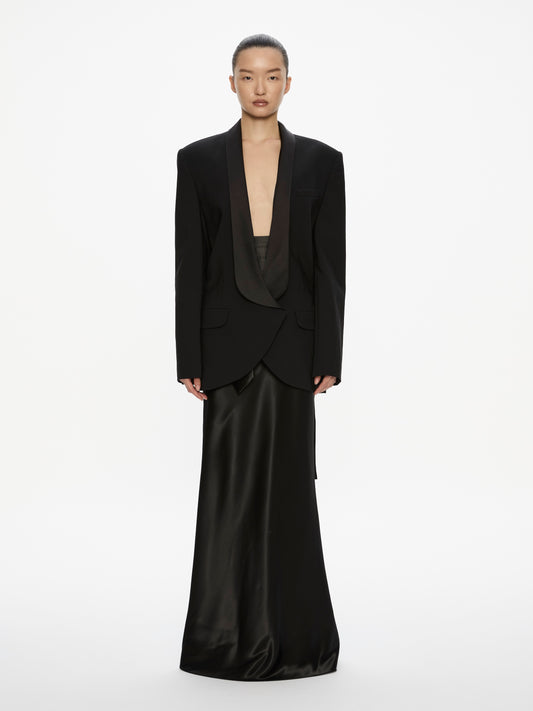 Tuxedo Contrast Wool Blazer