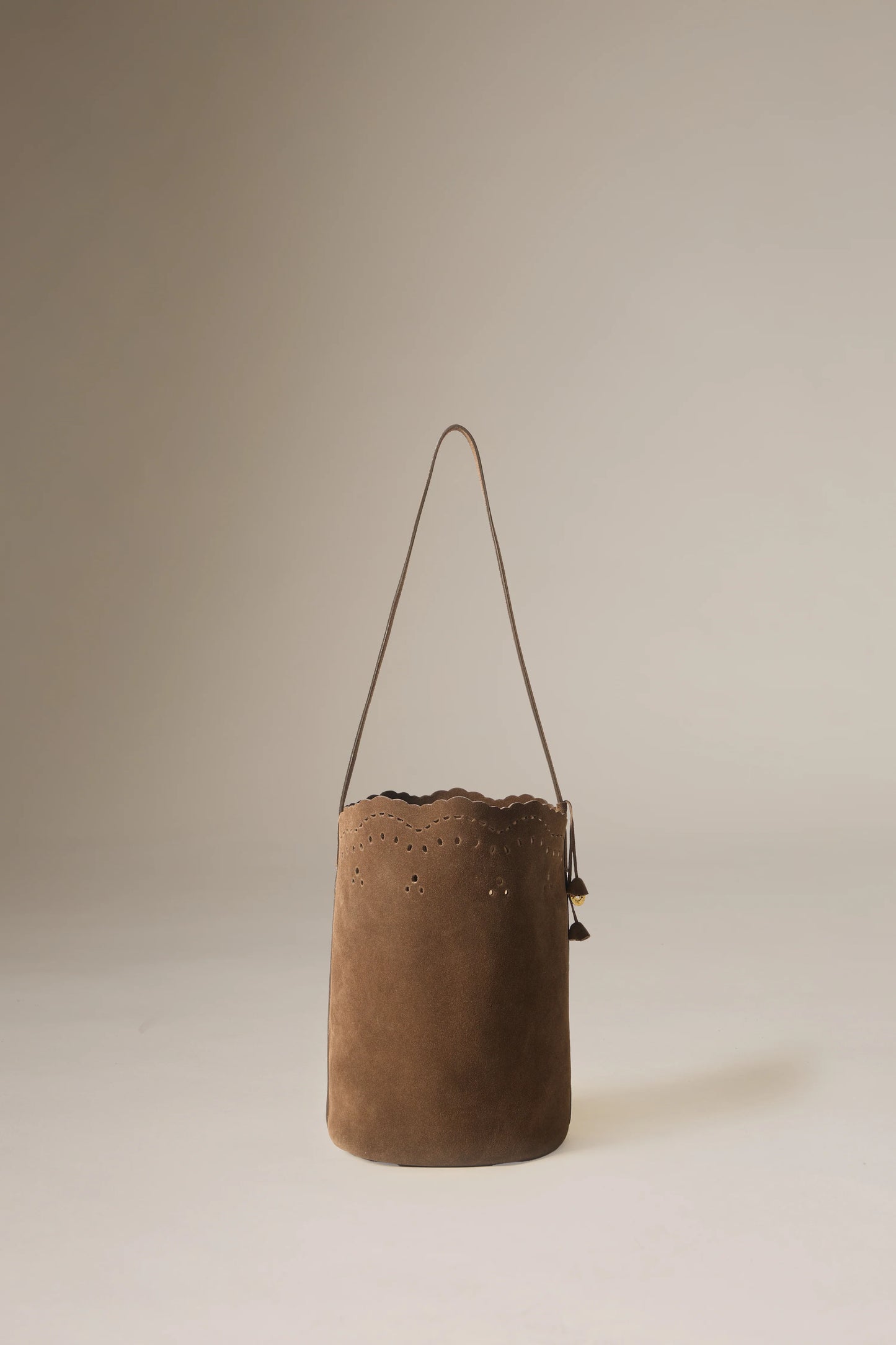 Maria Suede Bucket Bag - M - Dark Chocolate