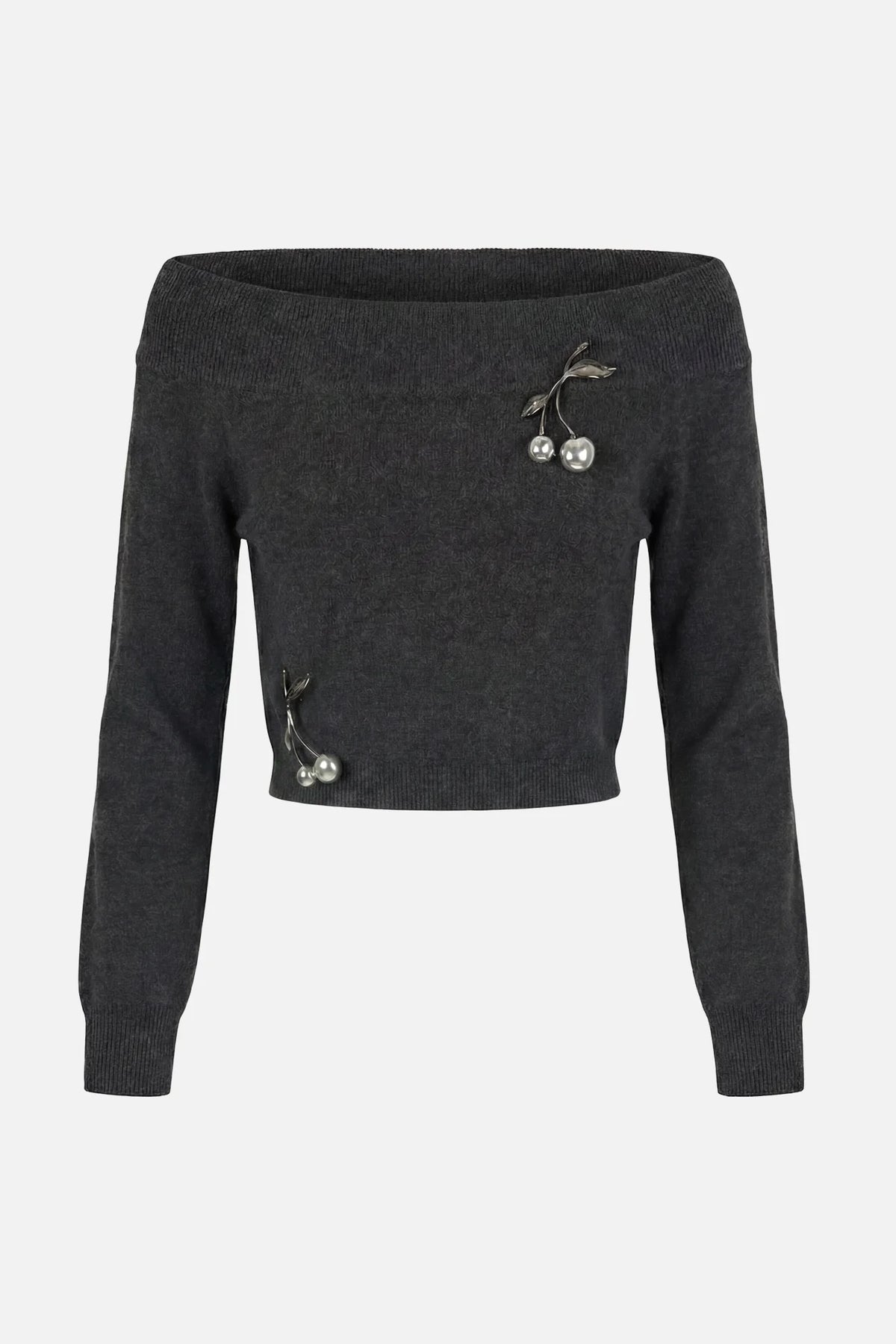 Off Shoulder Cherry Sweater