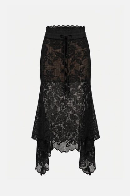 Combo Waistband Lace Skirt