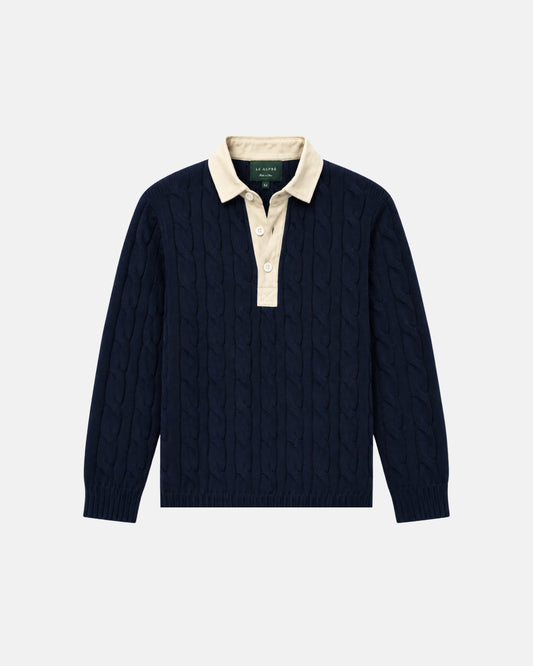 Cable Knit Rugby (Navy)