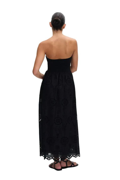 Strapless Knit and Broderie Dress