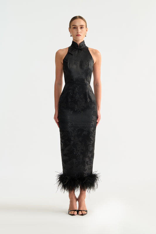 Jill Feather Trim Dress