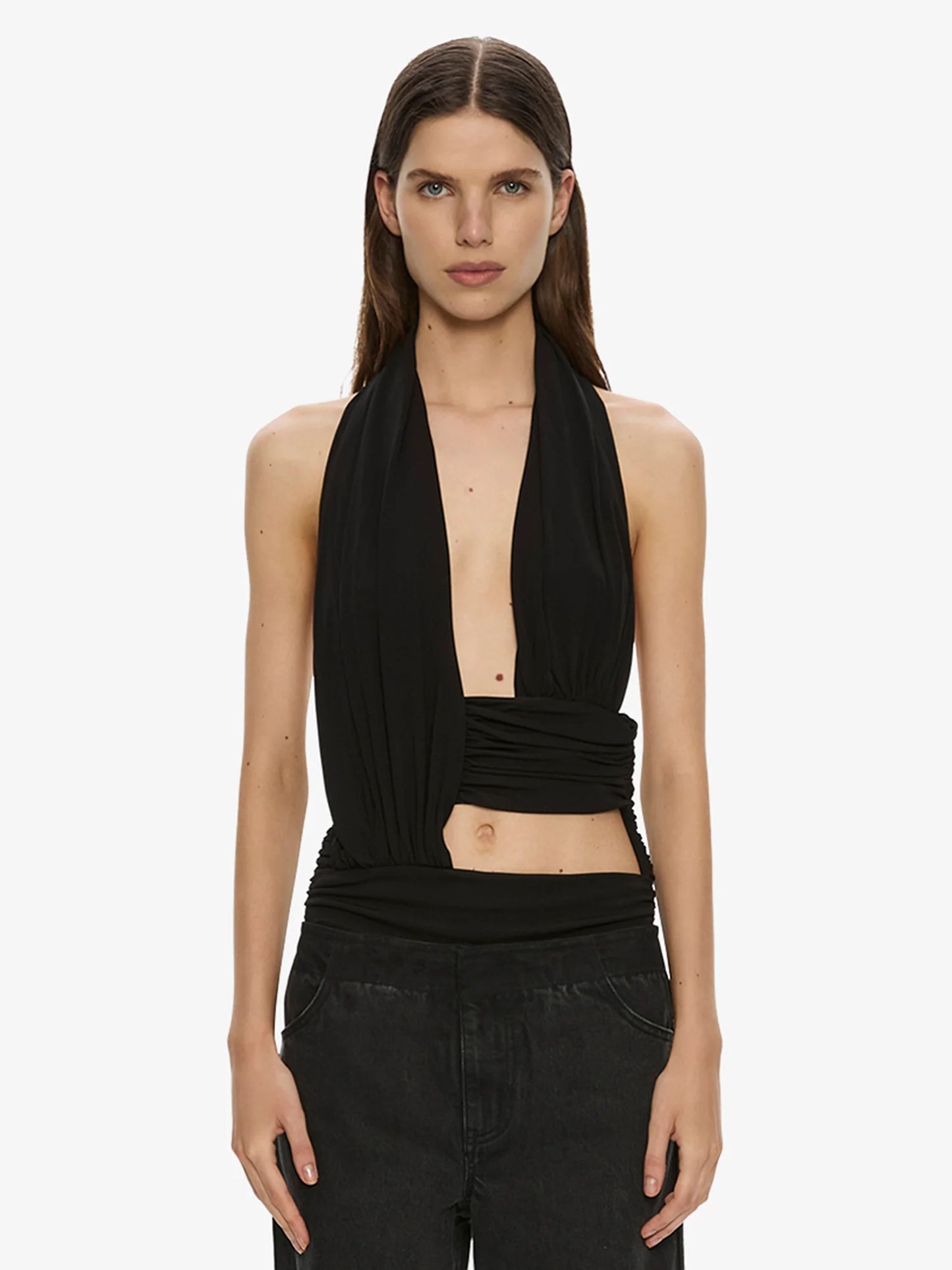 Draped Cummerbund Jersey Top