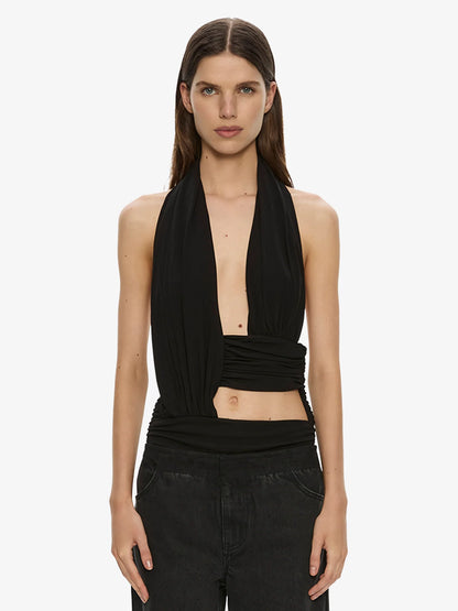 Draped Cummerbund Jersey Top