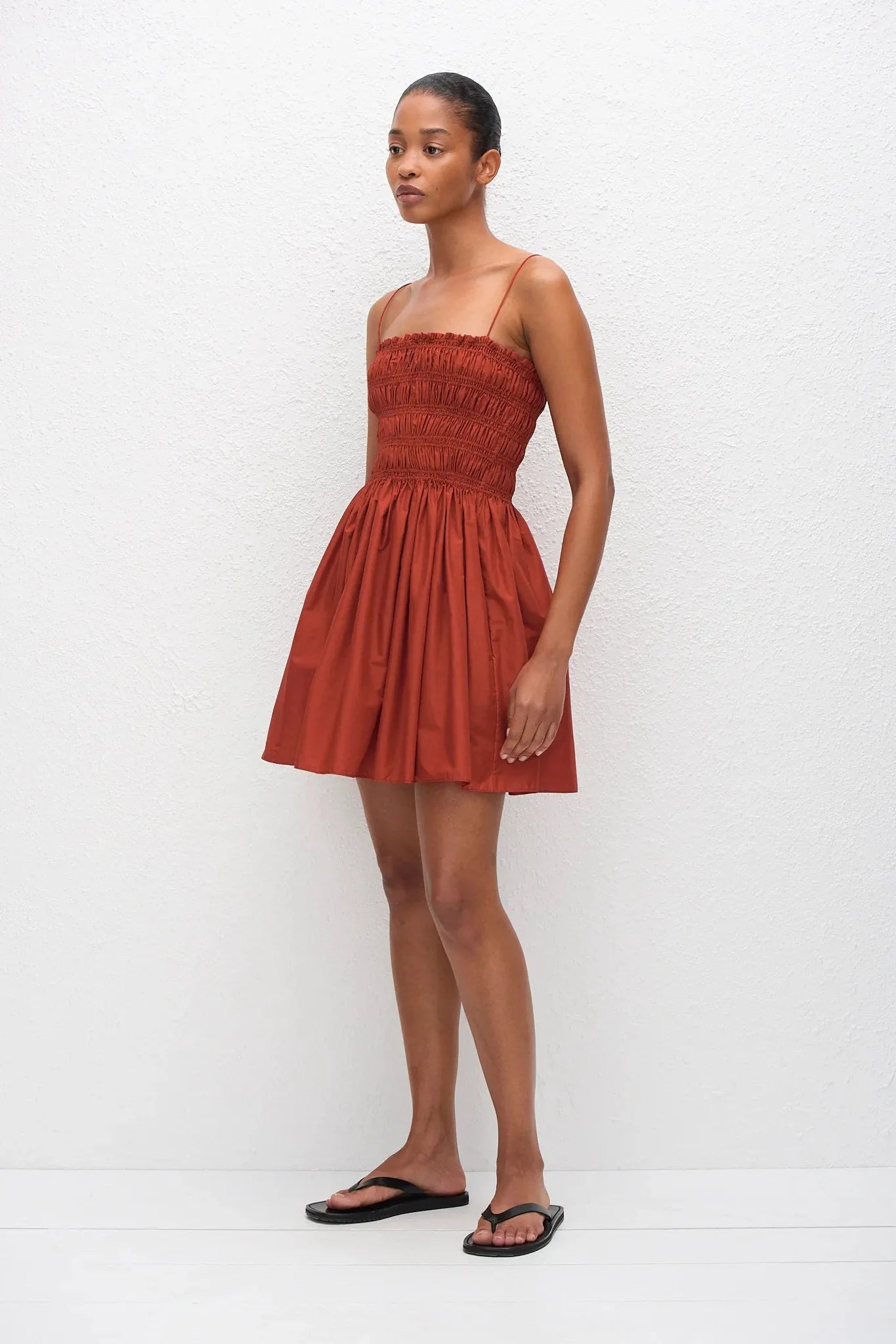 Shirred Bodice Mini Dress