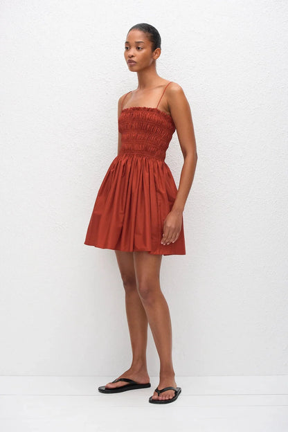 Shirred Bodice Mini Dress