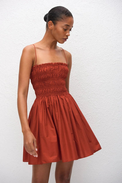 Shirred Bodice Mini Dress