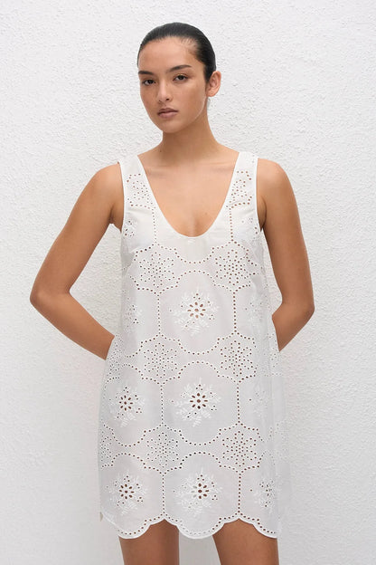 Broderie Tank Mini Dress