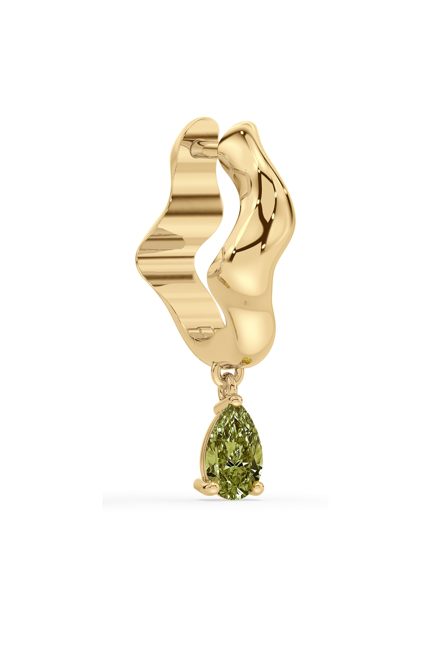 UNDULA - fancy colored diamond sleeper earring (green)