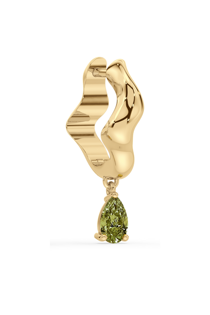 UNDULA - fancy colored diamond sleeper earring (green)