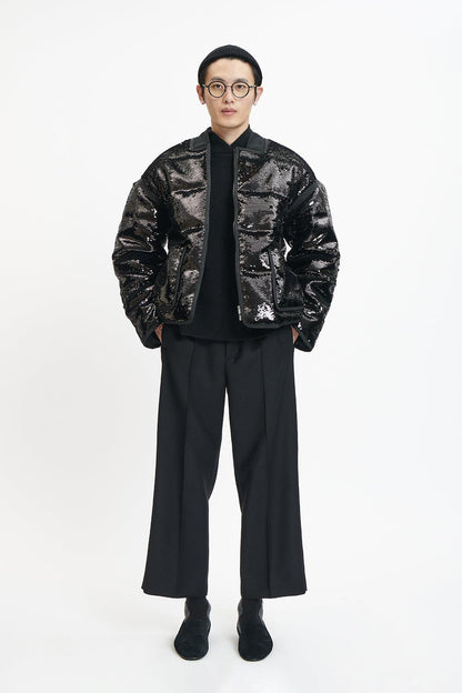 Black Sequin Padded Jacket