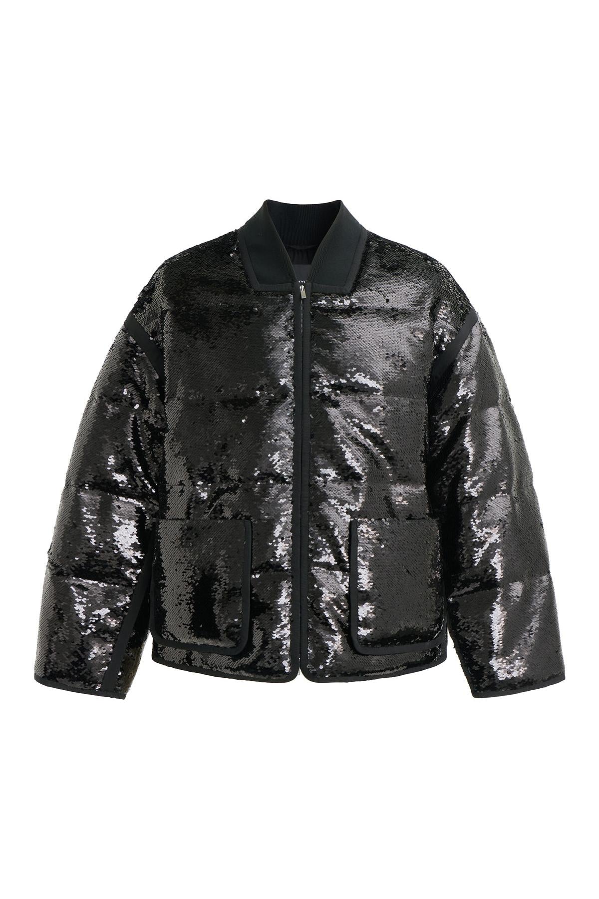 Black Sequin Padded Jacket