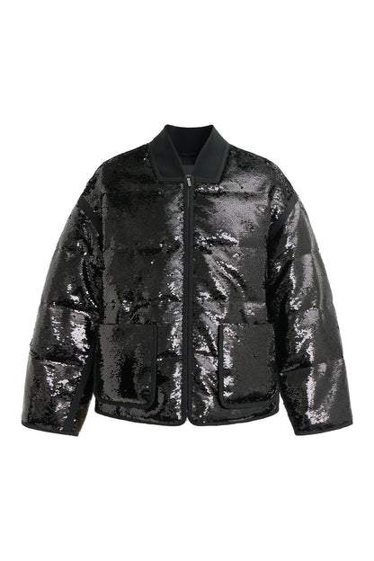 Black Sequin Padded Jacket