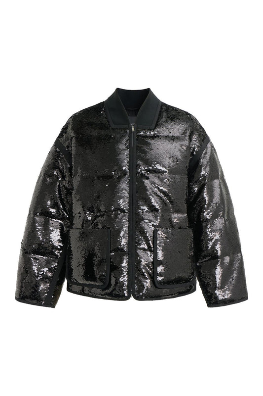 Black Sequin Padded Jacket