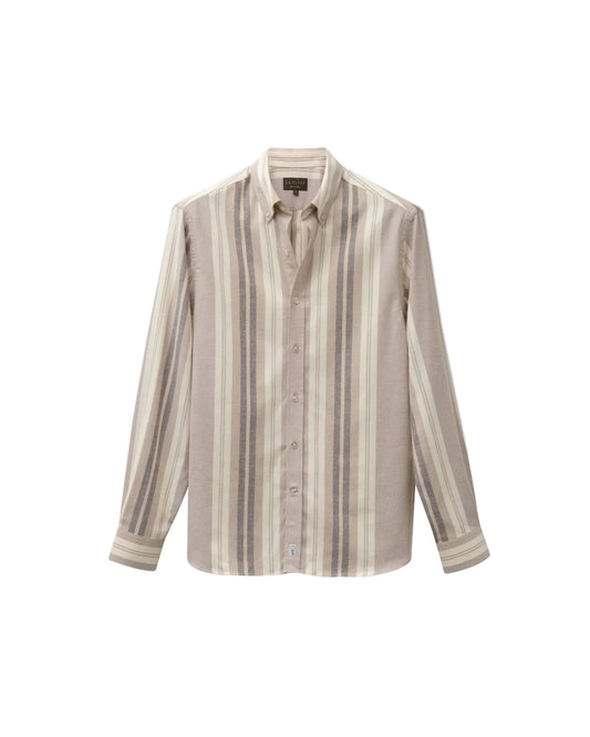 Vertical Stripe Cream Flannel Shirt