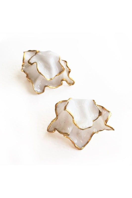 Fish Fin Flowers Earrings (White)