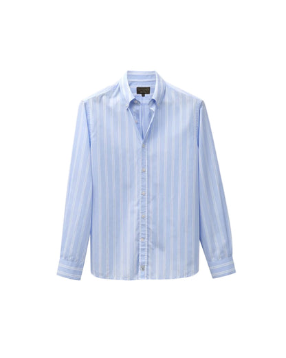 Wide Stripe Light Blue Poplin Shirt