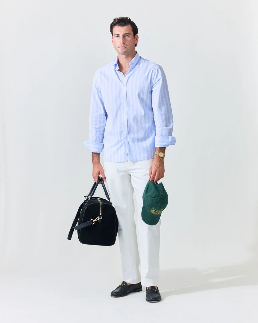 Wide Stripe Light Blue Poplin Shirt