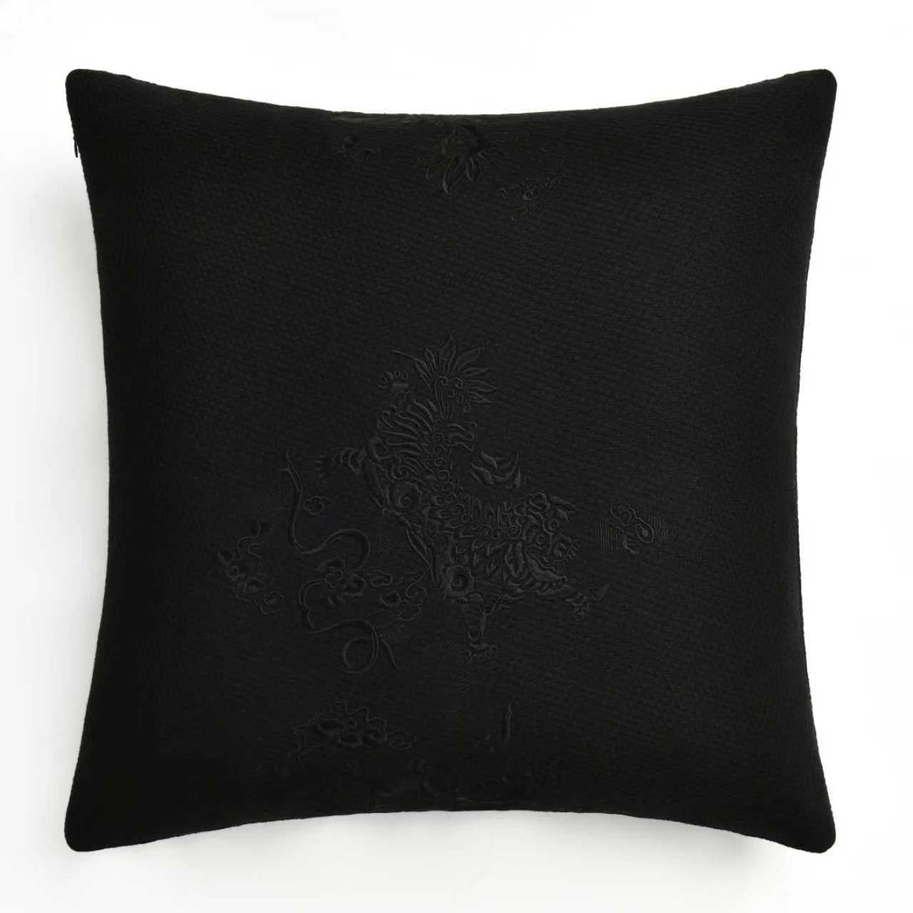 Black Lion Embroidery Pillow (L)