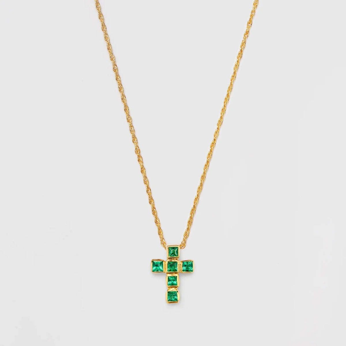 Emerald Grid Cross Necklace