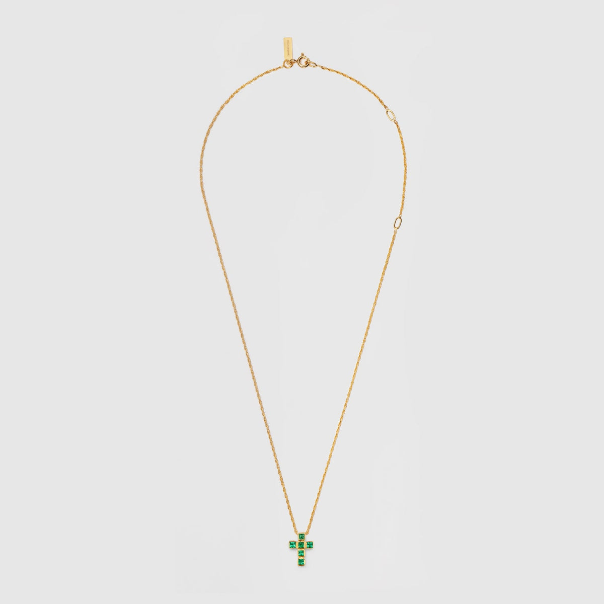 Emerald Grid Cross Necklace