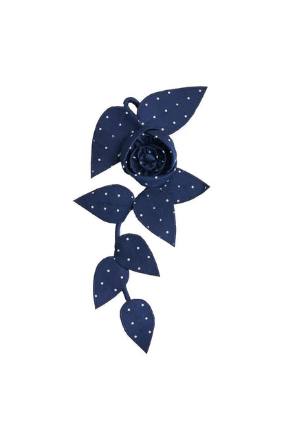 Navy Polka Dot Silk Brooch