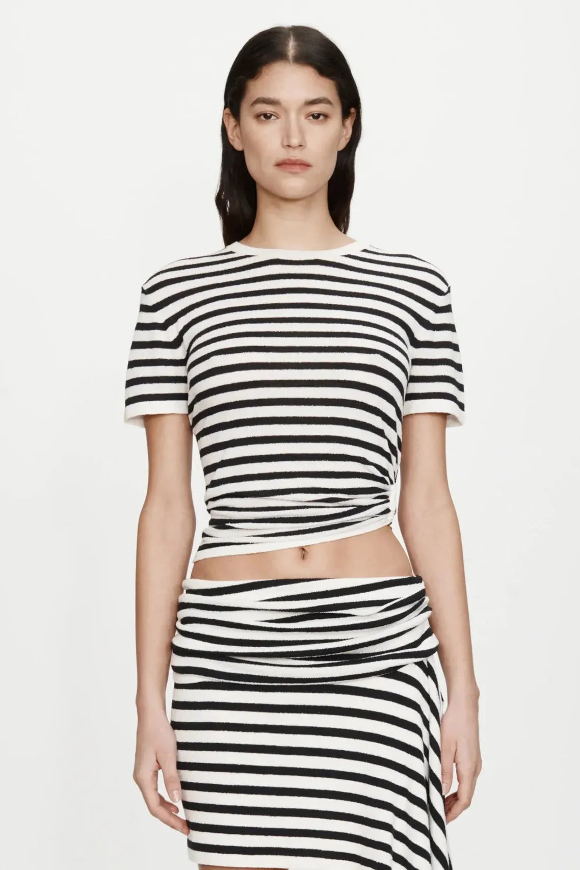 Stripe Knit Ruched Orbit Tee