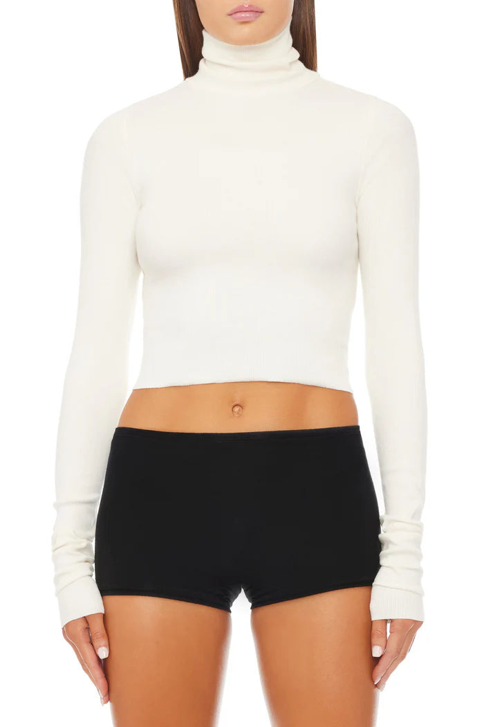Cropped Fitted Turtleneck Top