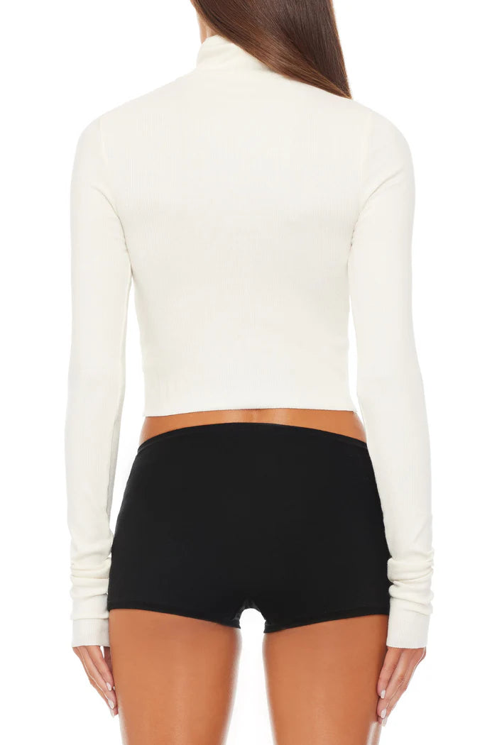 Cropped Fitted Turtleneck Top