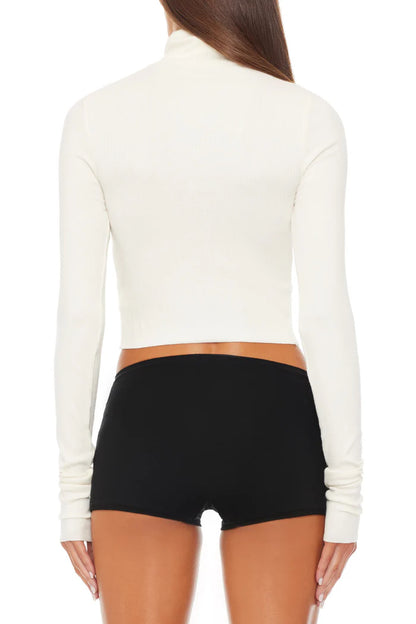 Cropped Fitted Turtleneck Top