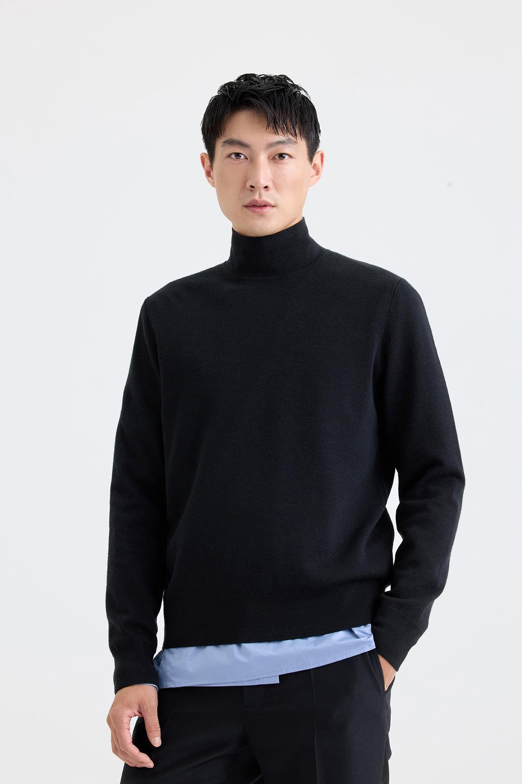 Black basic turtleneck knit top