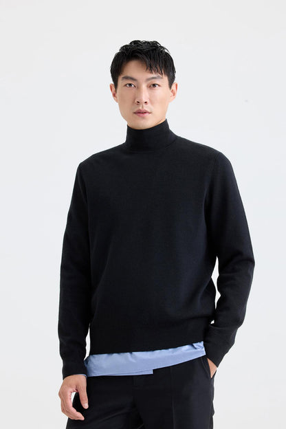 Black basic turtleneck knit top