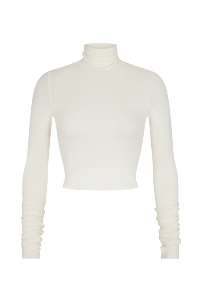 Cropped Fitted Turtleneck Top