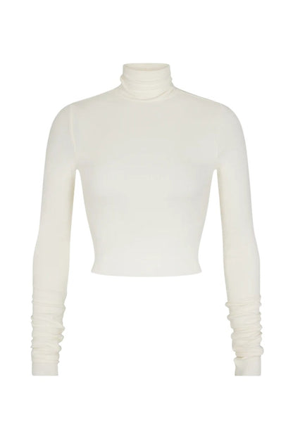 Cropped Fitted Turtleneck Top