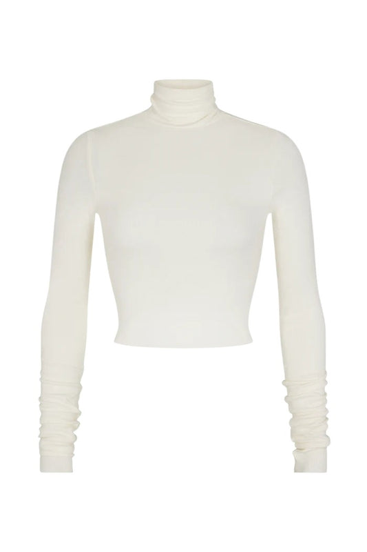 Cropped Fitted Turtleneck Top