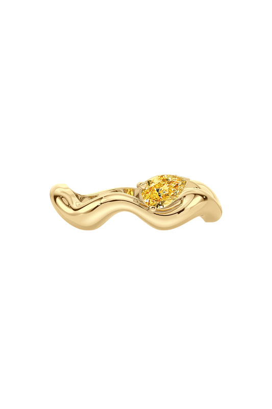UNDULA - yellow pear-shaped diamond ring