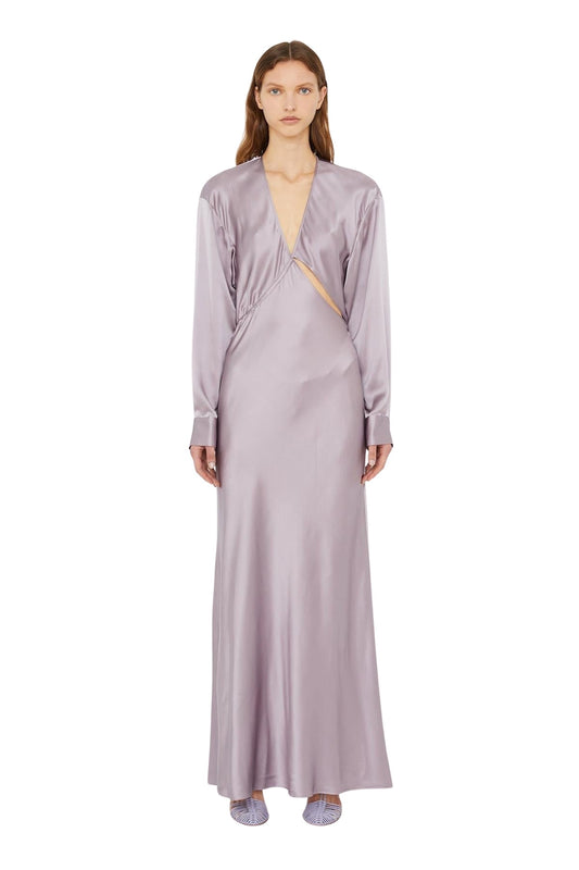 Cross Cut Silk Longsleeve Dress
