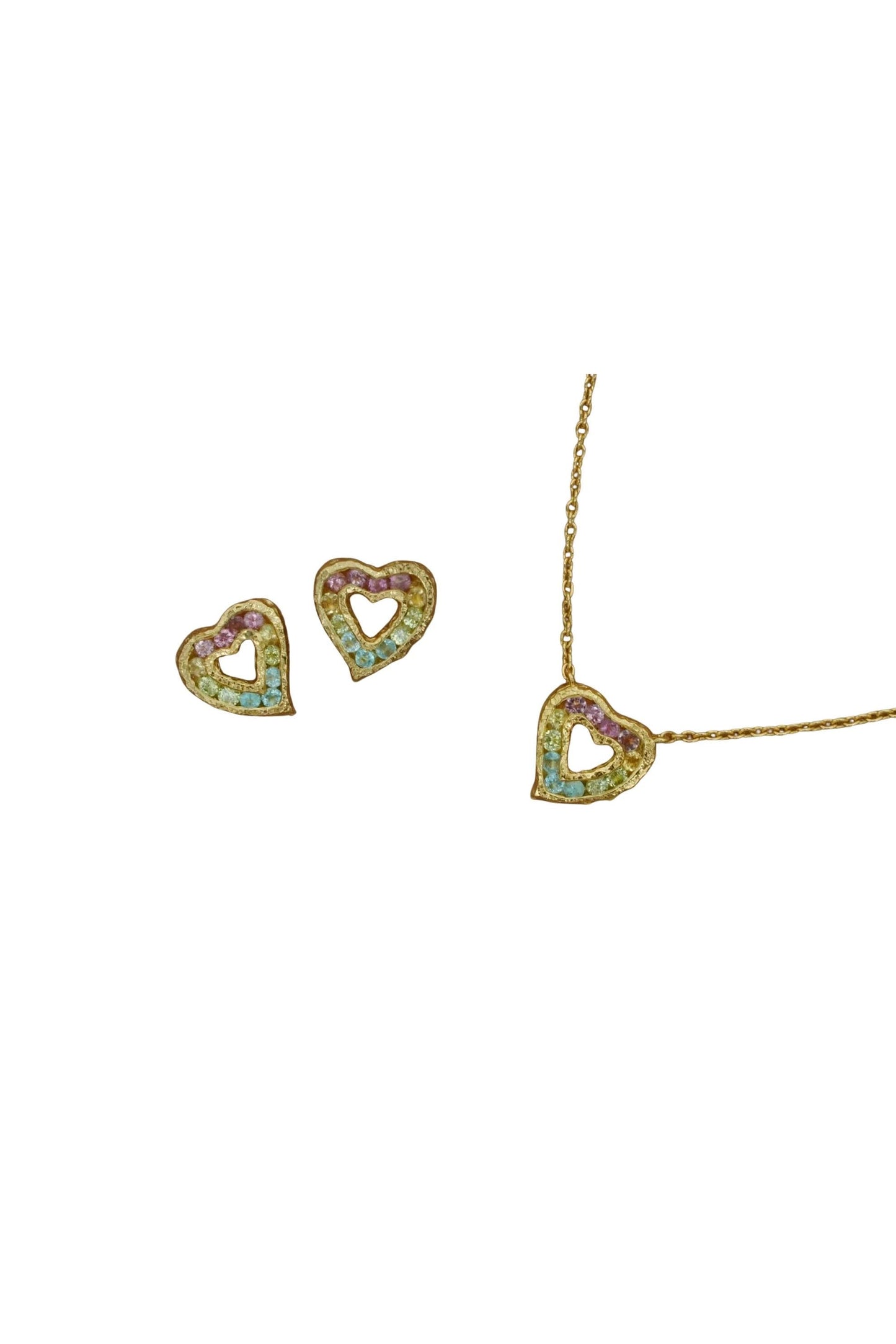Mini Heart Rainbow Sapphire Necklace