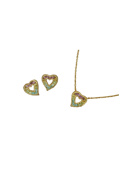 Mini Heart Rainbow Sapphire Necklace