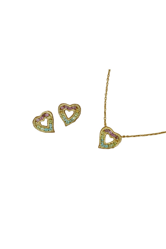Mini Heart Rainbow Sapphire Necklace