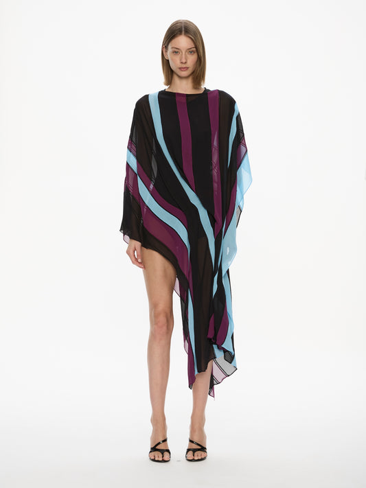Vin Panelled Picot Silk Belted Dress